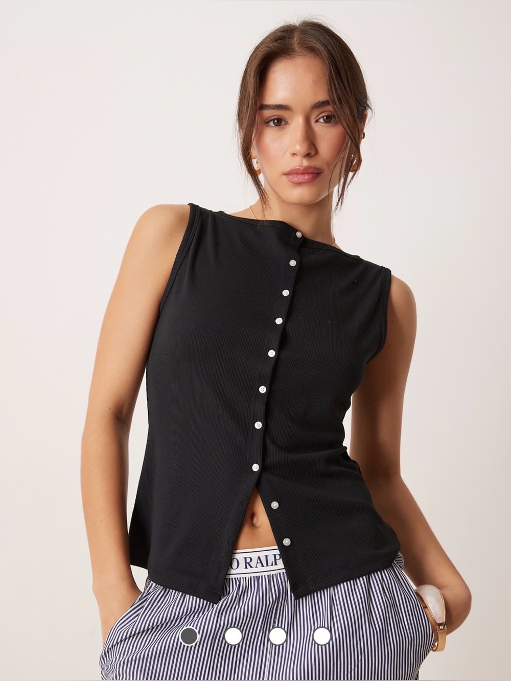 Abercrombie High Neck Button-through tank top